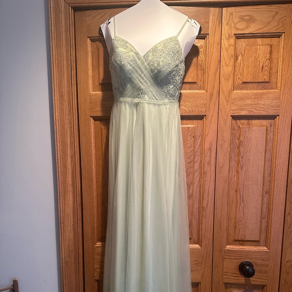 Bridesmaid floor length sage green